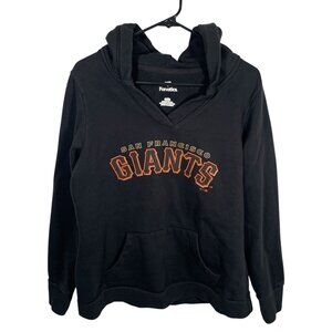Fanatics SF San Francisco Giants Womens V Neck Hoodie Size Large Black Orange